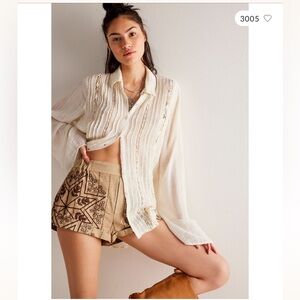 NWT Free People Westover Embroidered Shorts. Size XS